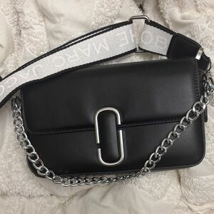 Marc Jacobs Black Crossbody Bag with Silver Chain